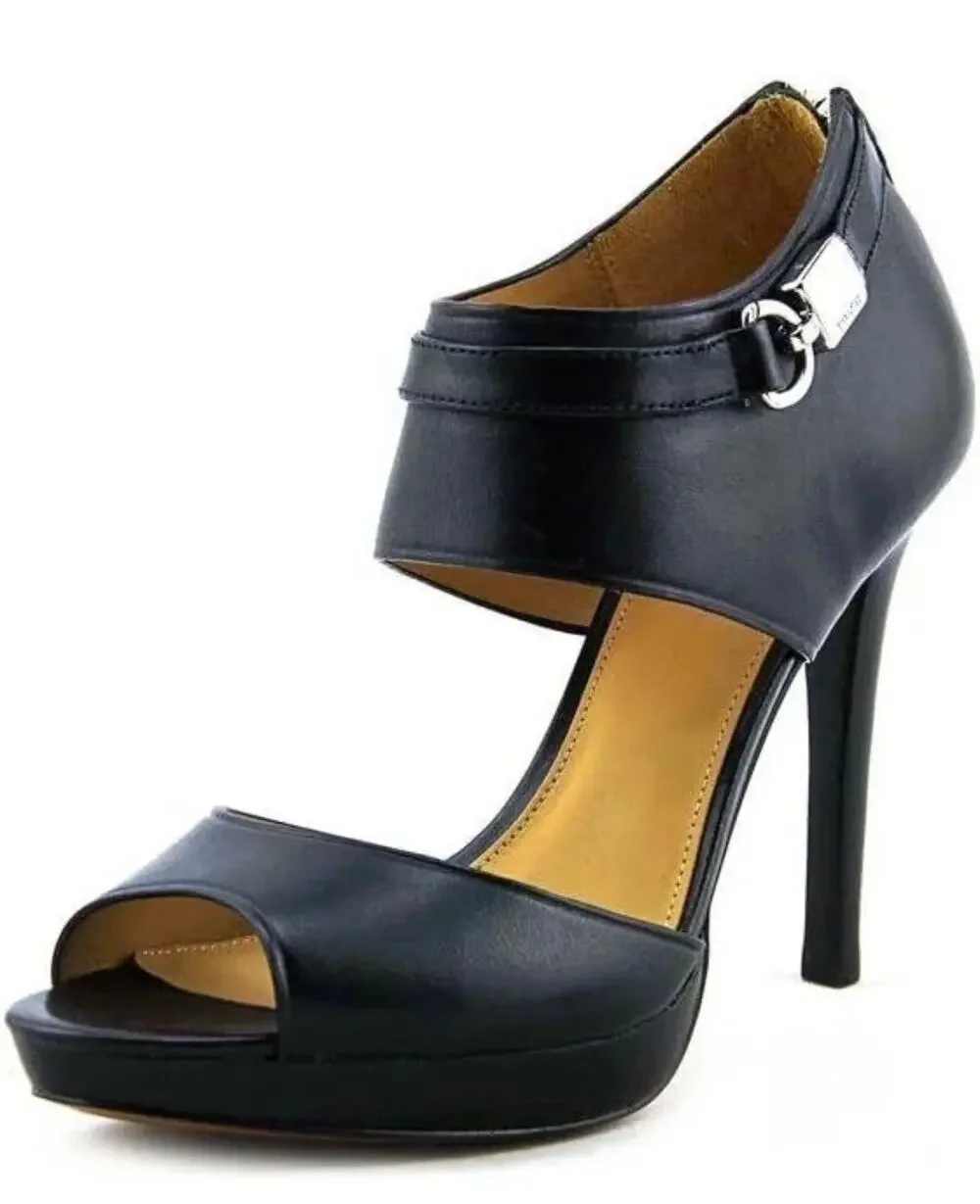 Coach Women's Wexwood Leather/Mat Calf Ankle Strap D-Orsay Pump Black Size 8